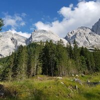 Nordwand des Riffeltorkopf mit Kletterroute im linken Teil | 04.08.2019 | 17:58 Uhr